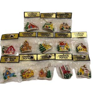Lot of 13 VINTAGE Cimarron Pottery Miniature Christmas Holiday Ornaments